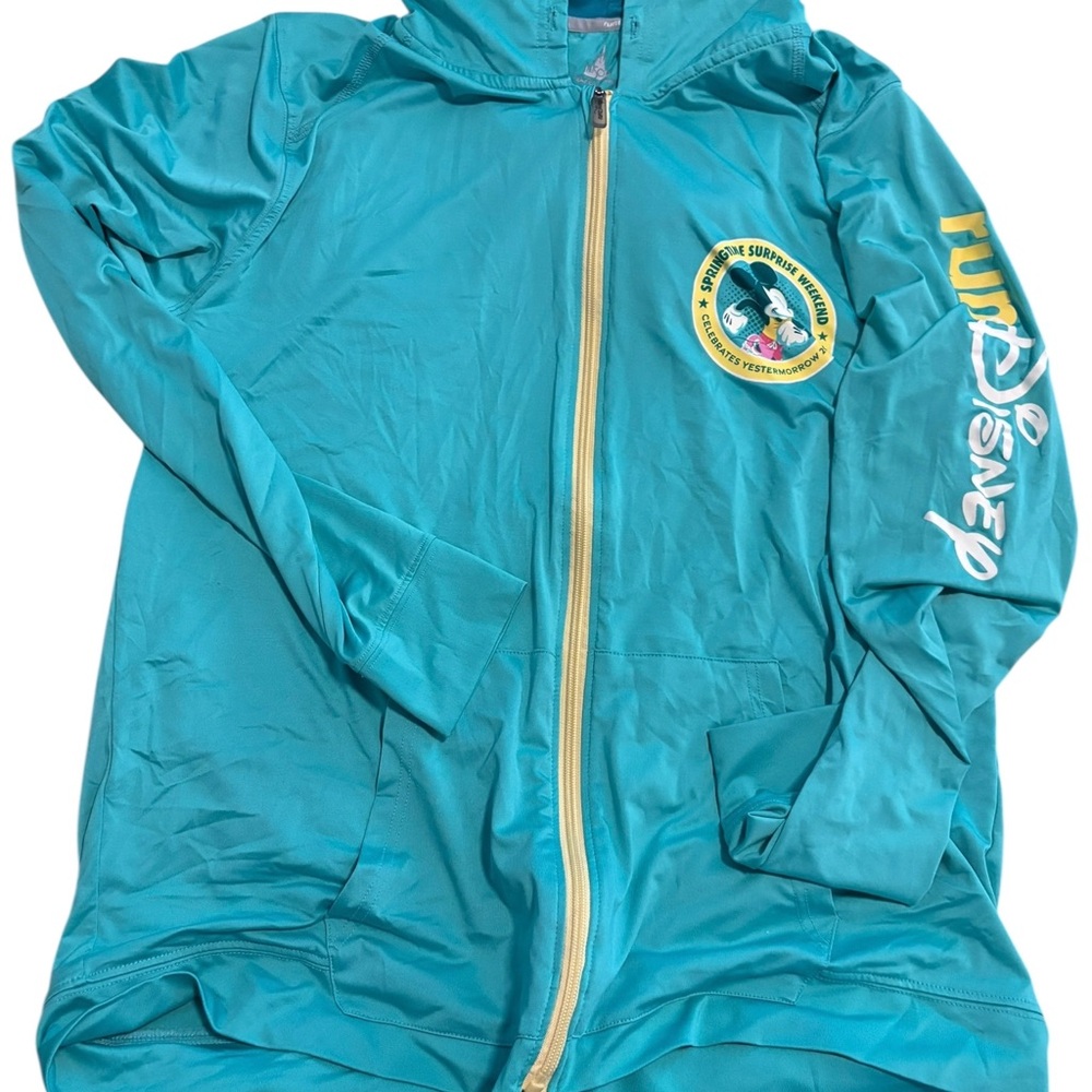 Rundisney teal size large zip up hoodie